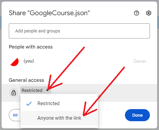 Google Drive Right Click Select Share then Share