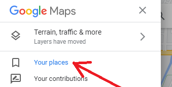 Google Maps Menu Your Places Button